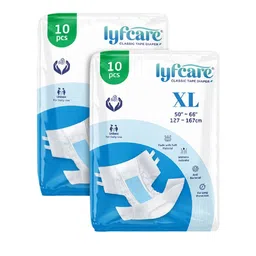 Lyfcare Unisex Set Of 2 Adult Classic Tape Diapers - XL - 10Pcs Each-image-47
