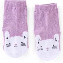 cute walk by babyhug Cutewalk By Babyhug Anti Bacterial Ankle Length Socks Cat Print Pack Of 3 - Pink & Violet image 4