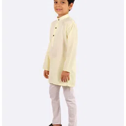 Superminis Full Sleeves Solid Kurta With Pyjama Set - Lemon Yellow image 5