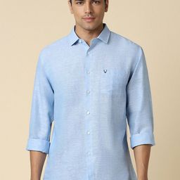 Allen Solly Men Spread Collar Solid Linen Slim Fit Casual Shirt-picture-33