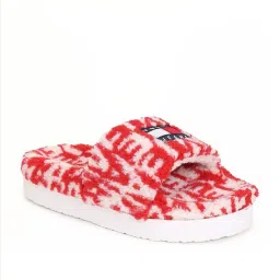 Tommy Hilfiger Women's White & Deep Crimson Slide Sandals image 3