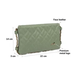 Mochi Light Green Stylish Spacious Quilted Medium Cross Body Bag image 3