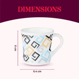 Larah by Borosil White Ceramic Tea & Coffee Mug - Set fo 6 100ml image 3