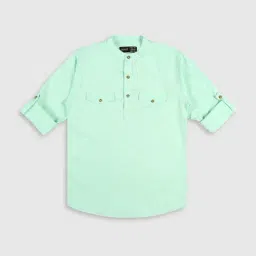 Cavio Kids Sea Green Solid Full Sleeves Shirt-picture-33