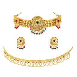 Peora Combo of Golden Necklace Set with Waist Belt for Women-image-37