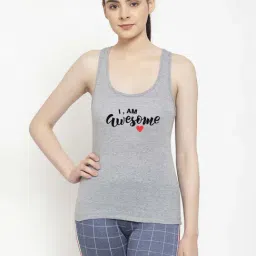 Friskers Grey Graphic Print Camisole-image-58