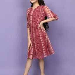 LilPicks Kids Pink Printed Dress-image-54