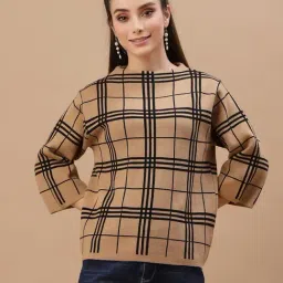 Mafadeny Khaki Chequered Sweater-image-54