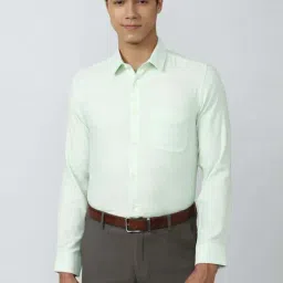 Peter England Green Regular Fit Texture Shirt-picture-16