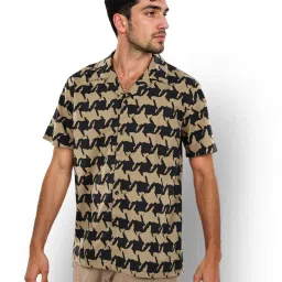 celio Celio* Black Cotton Regular Fit Printed Shirts image 3