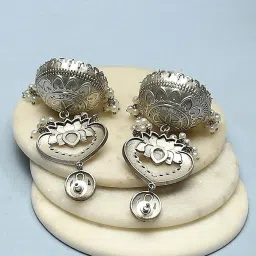 Biba Oxidized Brass Jhumki Earrings for Women image 3