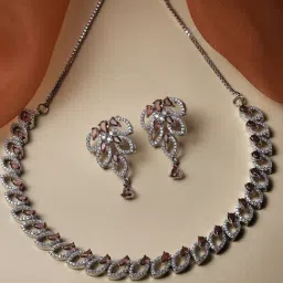 Zeneme Rhodium Plated AD Jewellery Set-picture-30
