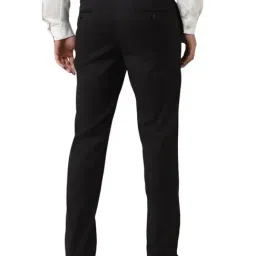 Peter England Black Slim fit Solid Trousers image 2