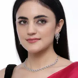 Zeneme Rhodium Plated AD Studded Jewellery Set image 3