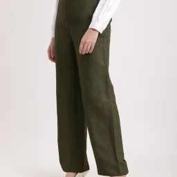 FableStreet Green Cotton Parallel Trousers image 3