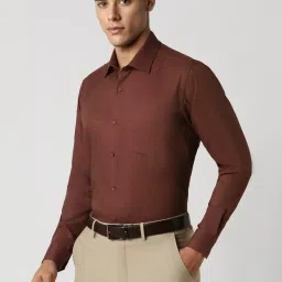 Van Heusen Brown Cotton Regular Fit Checks Shirt image 3