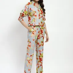 MADAME Multicolor Linen Floral Print Co-Ord Set image 3