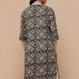 Melange By Lifestyle Black Regular Fit Printed Kurta image 2