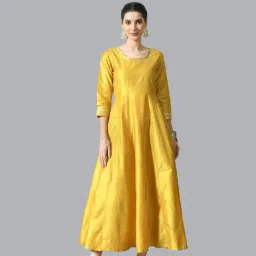 DECKEDUP Yellow Relaxed Fit Midi Dress-picture-11