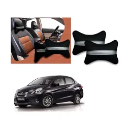 Auto Pearl Black Silver Strip Car Neck Cushion/Neck Pillow Compatible with Honda Amaze Type 2-picture-12
