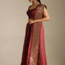 Soch Maroon Other Woven Design Saree With Unstitched Blouse image 3