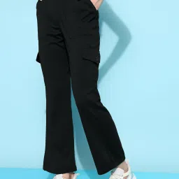 FITHUB Black Relaxed Fit High Rise Cargo Pants image 3