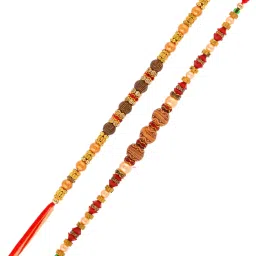 Aapno Rajasthan Set of 2 Brown Beaded Rakhi image 3