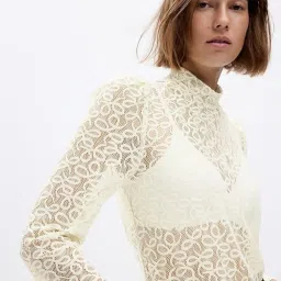 GAP Beige Regular Fit Embroidered Top image 3