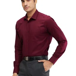 Park Avenue Maroon Slim Fit Self Pattern Shirt image 3