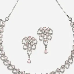 Zeneme Rhodium Plated AD Studded Jewellery Set image 5