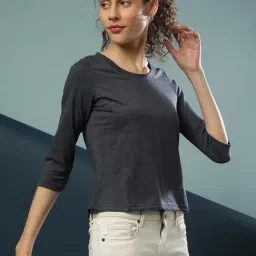 Campus Sutra Charcoal Regular Fit Top image 3