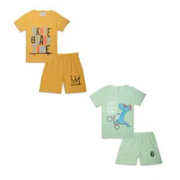 Vimal Jonney Kids Yellow & Mint Green Printed T-Shirt Set-picture-37
