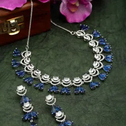 Zeneme Rhodium Plated AD Studded Jewellery Set-picture-25