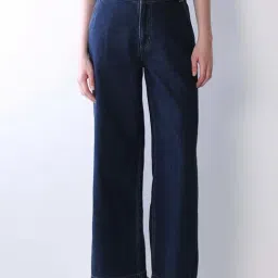 Only Dark Blue Denim Wide Leg Fit Jeans-picture-44