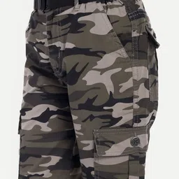 PUPPET-NX Boys Camouflage Printed Regular Fit Mid-Rise Cargo Shorts image 4