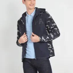 U.S. Polo Assn. Denim Co. Navy Blue Regular Fit Camouflage Hooded Jacket-picture-41