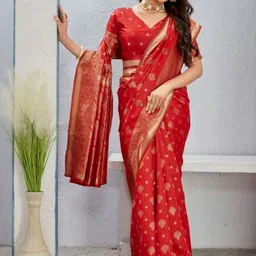 VASTRAAVEDAA Women Woven Design Zari Banarasi Saree-picture-22