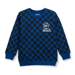 Gini & Jony Kids Blue & Black Cotton Chequered Full Sleeves Sweatshirt-picture-20