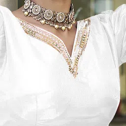 HERE&NOW Silk V-Neck Readymade Saree Blouse image 4