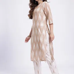HERE&NOW Printed Cotton Kurta with Trousers & Dupatta image 5