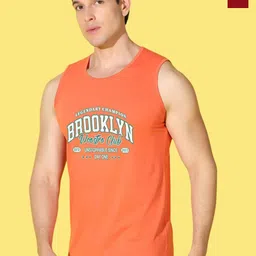 WOOSTRO Pack Of 2 Printed Combed Cotton Gym Vests -VWS26(BKLN ORANGE)(BKLN MAROON)-picture-35