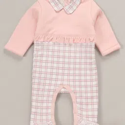Babyoye Eco Conscious 100% Cotton Full Sleeves Rompers With Checkered - Pink-picture-10