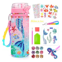 Kidology Decorate Your Own Water Bottle Kits for Girls Age Mermaid Painting Crafts Fun Arts and Crafts Gifts Toys - 600 ml-image-62