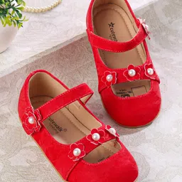 Cute Walk by Babyhug Ballerina with Velcro Closure & Floral Applique - Red-picture-29