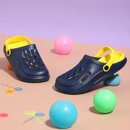 TRUFFLE COLLECTION Colour Blocked Perforated Clogs - Yellow-picture-2