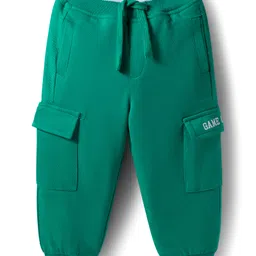Babyhug French Terry Knit Full Length Lounge Pant with Text Print - Green-picture-16