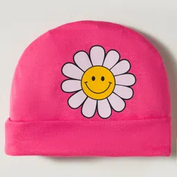 Ben Benny Interlock Knit Cap Mittens & Booties Set with Floral Print Pink - Diameter 9 cm image 2