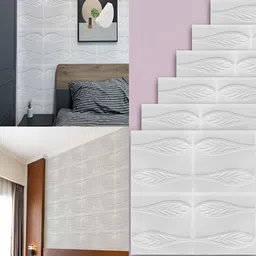 Lukzer 6-Pcs White Self-Adhesive Wall Panels image 1