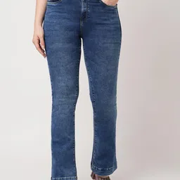 Kraus Jeans Women Flared High-Rise Light Fade Jeans-picture-38