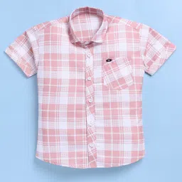 blushh berry Cotton Blend Woven Half Sleeves Checked Shirt - Pink image 4